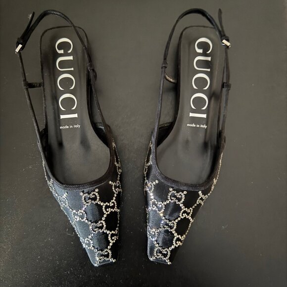 Gucci Slingback Ballet Flats Black Size 40 - Picture 3 of 6